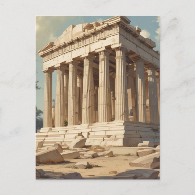 Postal Viajes de época Atenas Grecia Templo del Partenón (Anverso)