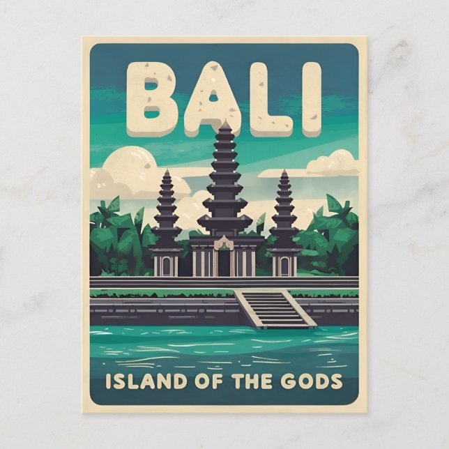 Postal Viajes de época Bali Indonesia Gráfico retro (Anverso)