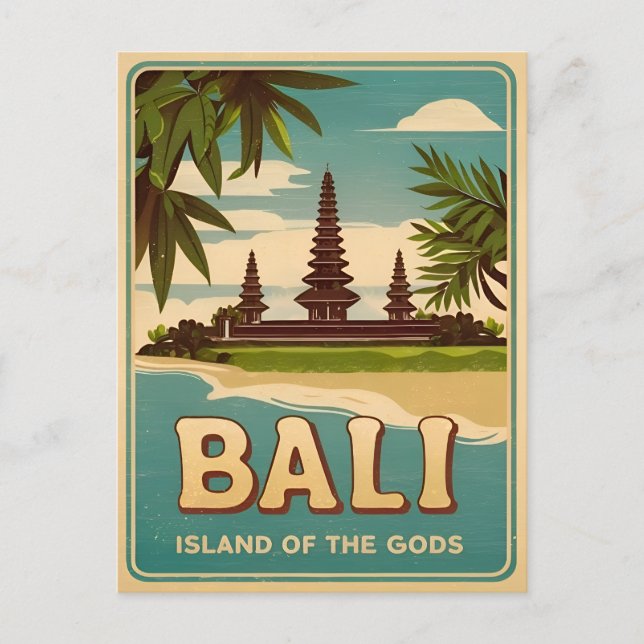 Postal Viajes de época Bali Indonesia Gráfico retro (Anverso)