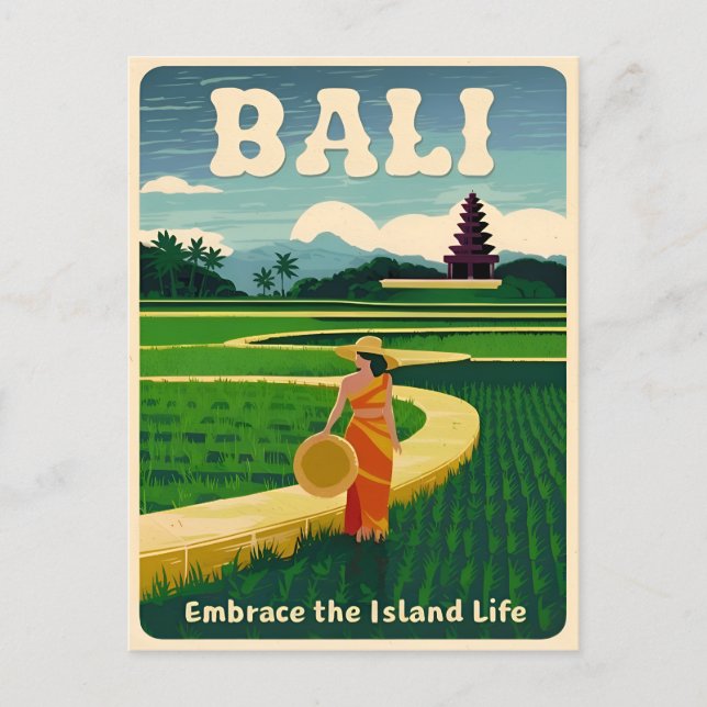 Postal Viajes de época Bali Indonesia Gráfico retro (Anverso)