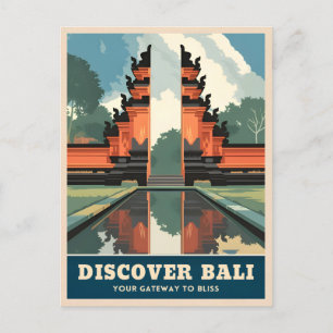 Postal Viajes de época Bali Indonesia Templo Gate Retro