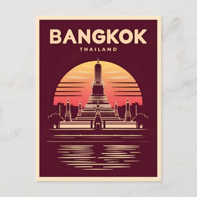 Postal Viajes de época Bangkok Tailandia Gráfico retro (Anverso)