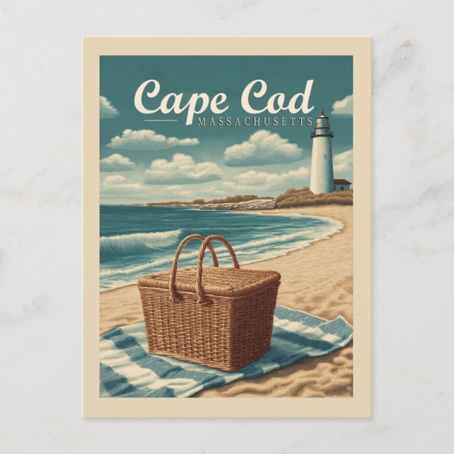 Postal Viajes de época Cape Cod Massachusetts Beach Retro (Anverso)