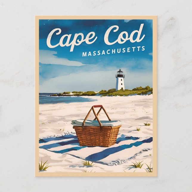 Postal Viajes de época Cape Cod Massachusetts Beach Retro (Anverso)