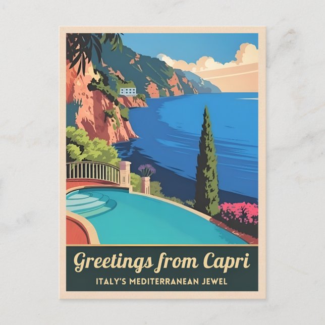 Postal Viajes de época Capri Italia Retro a la costa Esce (Anverso)