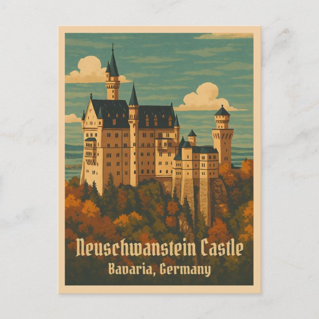 Postal Viajes de época Castillo Neuschwanstein Alemania R (Anverso)