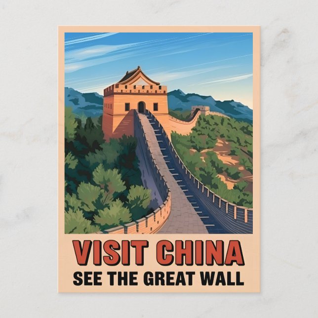 Postal Viajes de época China Gran Pared Paisaje Retro (Anverso)