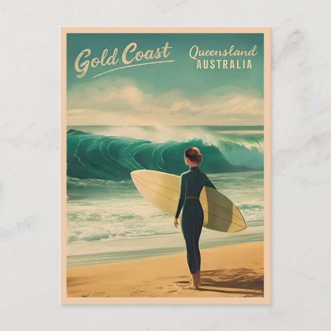 Postal Viajes de época Costa de Oro Australia Retro Escen (Anverso)