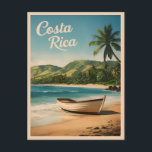Postal Viajes de época Costa Rica Retro Escenario costero<br><div class="desc">Pasar al paraíso tropical de Costa Rica con este cautivador diseño retro inspirado en el viaje. Con nostalgia y encanto vintage,  este diseño capta la belleza escénica de las playas icónicas de Costa Rica en una estética retro que recuerda a los afiches de viajes clásicos de antaño.</div>
