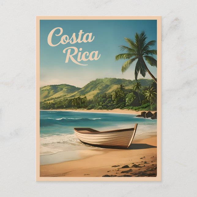 Postal Viajes de época Costa Rica Retro Escenario costero (Anverso)