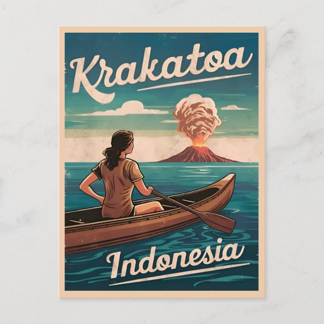 Postal Viajes de época Cracoatoa Indonesia Retro Escenari (Anverso)