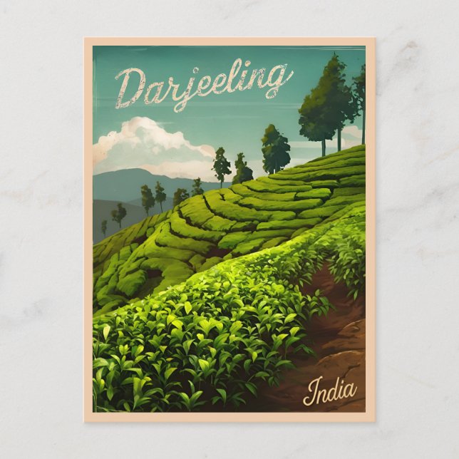 Postal Viajes de época Darjeeling India Retro Scenic (Anverso)
