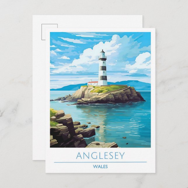 Postal Viajes de época de Anglesey Wales (Anverso / Reverso)