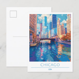Postal Viajes de época de Chicago USA