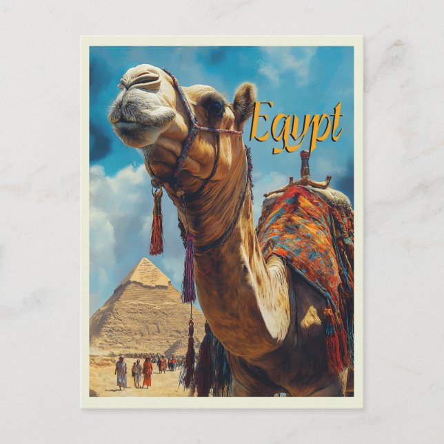 Postal Viajes de época de las pirámides de Giza en Egipto (Anverso)