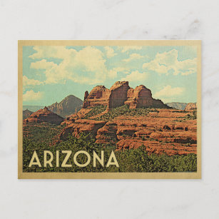 Postal Viajes de época de las rocas rojas de Arizona