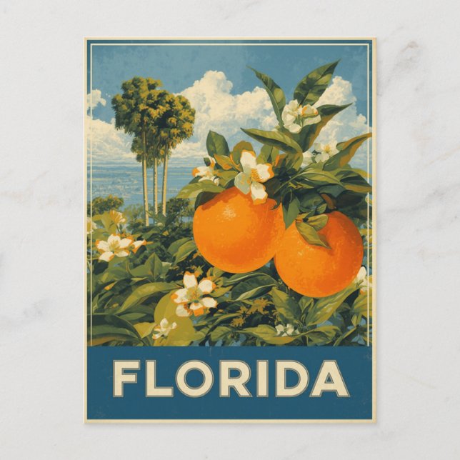 Postal Viajes de época de Naranjas de Florida (Anverso)