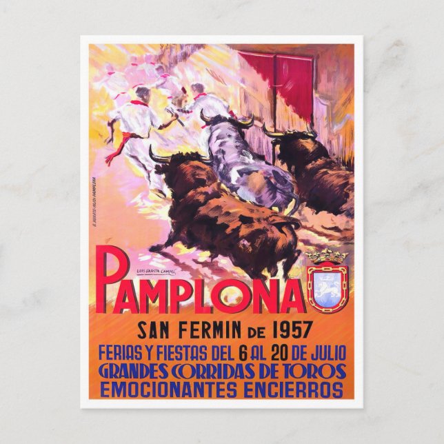 Postal Viajes de época de Pamplona España en 1957 (Anverso)
