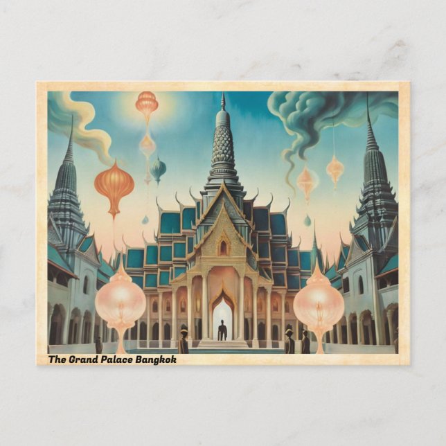 Postal Viajes de época del Gran Palacio de Bangkok (Anverso)