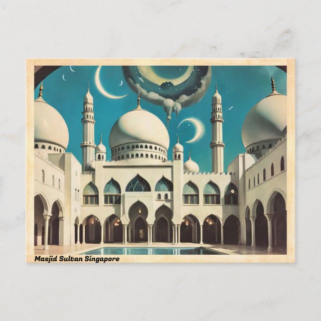 Postal Viajes de época del Sultán Masjid Singapur (Anverso)