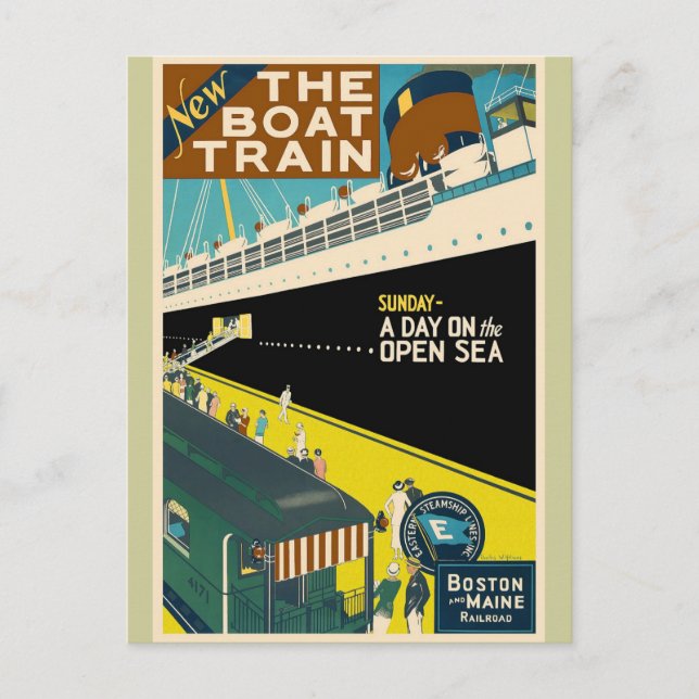 Postal Viajes de época - El barco de tren (Anverso)