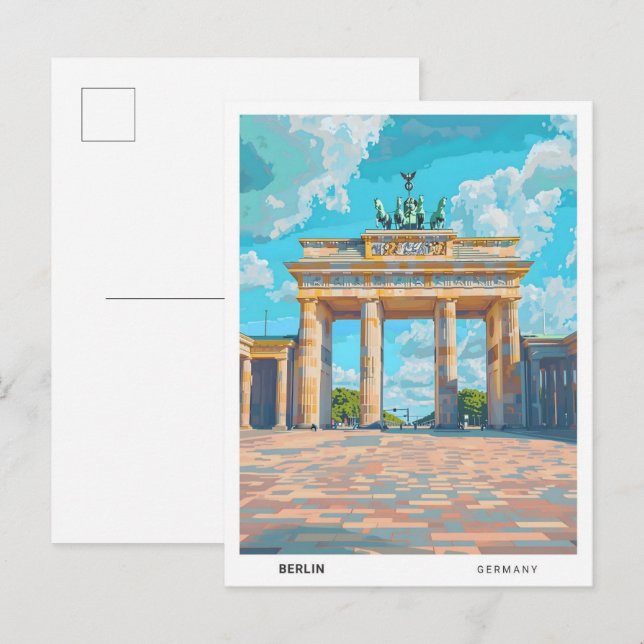 Postal Viajes de época en Berlín con cielo azul Alemania (Anverso / Reverso)