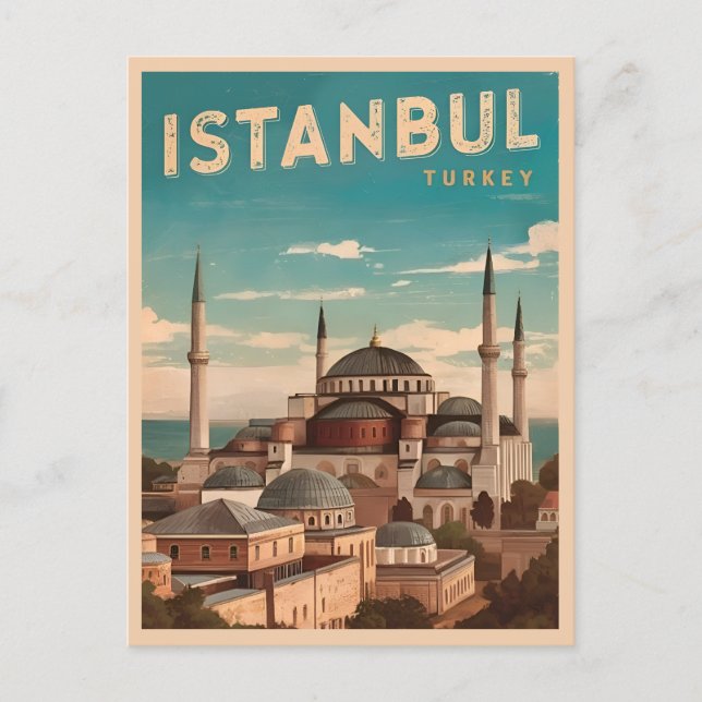 Postal Viajes de época Estambul Turquía Retro Escenario (Anverso)