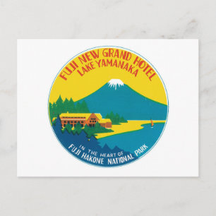 Postal Viajes de época Fuji Japón Etiqueta de arte