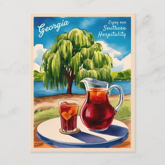 Postal Viajes de época Georgia Retro Sur Escenario (Anverso)