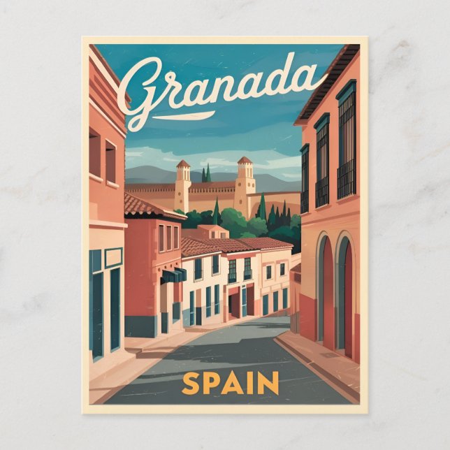 Postal Viajes de época Granada España Gráfico retro (Anverso)