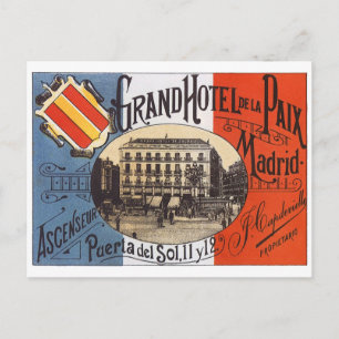 Postal Viajes de época, Grand Hotel Paix, Madrid, España
