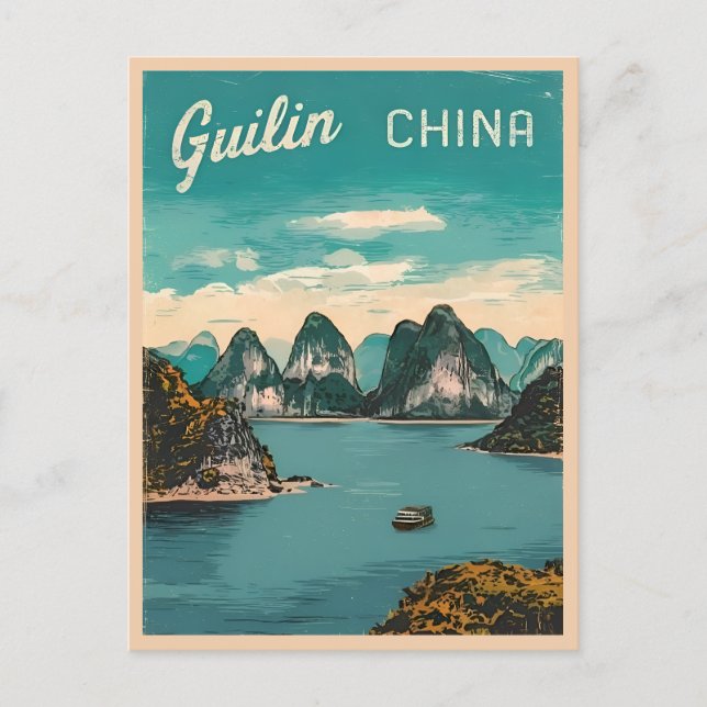 Postal Viajes de época Guilin China Paisaje Retro Escenar (Anverso)