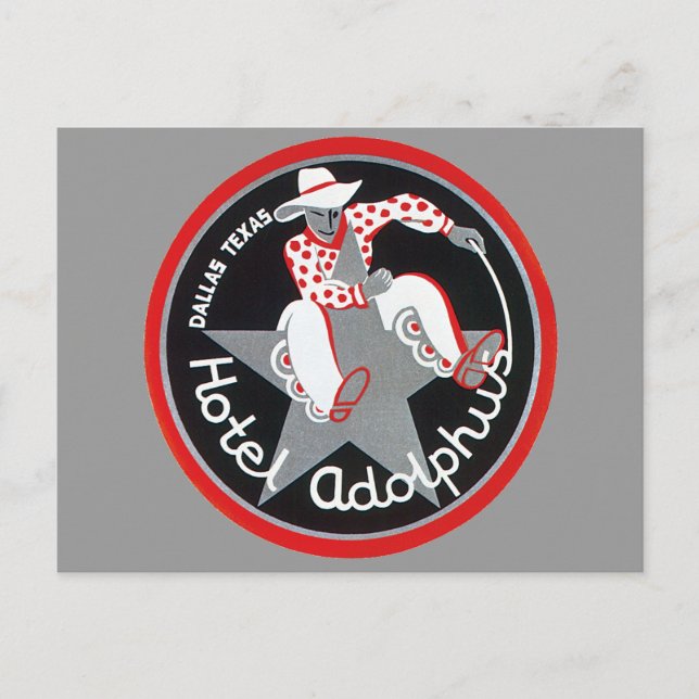 Postal Viajes de época, Hotel Adolphus en Dallas, Texas (Anverso)