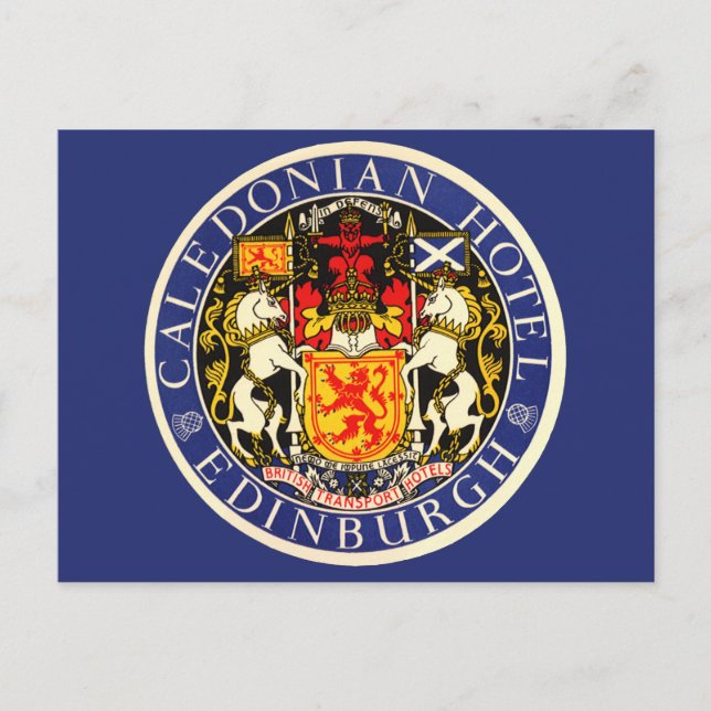 Postal Viajes de época Hotel Caledonian Edimburgo Escocia (Anverso)