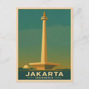 Postal Viajes de época Jakarta Indonesia Gráfico retro