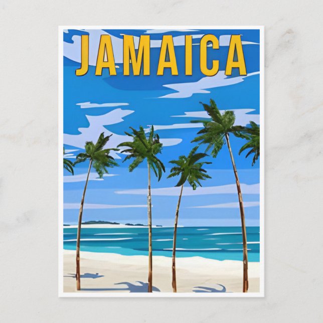 Postal Viajes de época Jamaica Tropical Beach Retro Escen (Anverso)