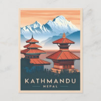 Viajes de época Katmandú Nepal Templo Retro Escena