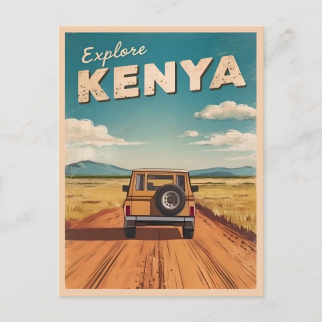 Postal Viajes de época Kenia Panorama africano Retro Esce (Anverso)