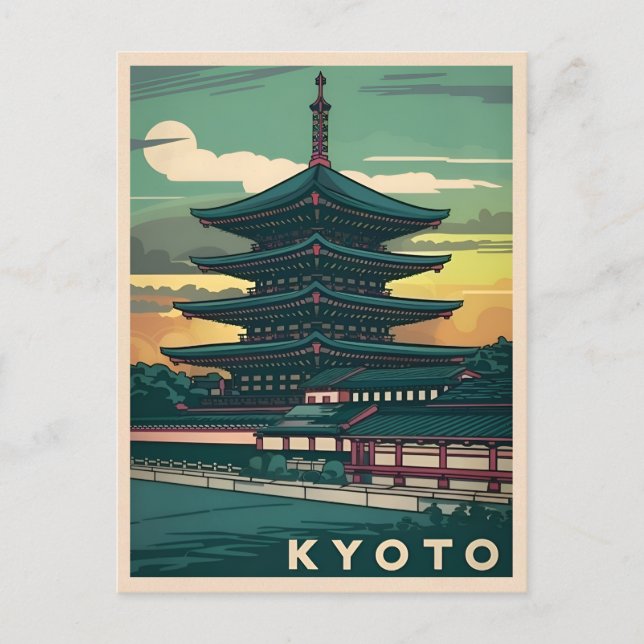 Postal Viajes de época Kioto Japón Gráfico retro (Anverso)
