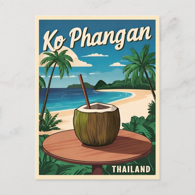 Postal Viajes de época Koh Phangan Tailandia Gráfico retr (Anverso)