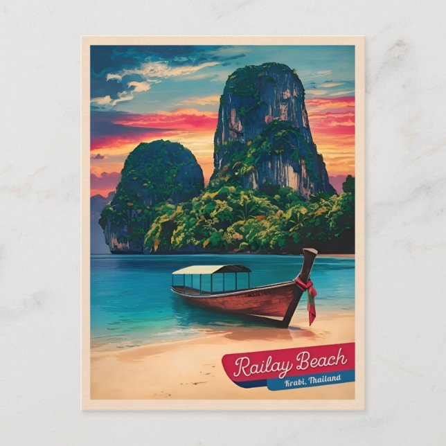 Postal Viajes de época Krabi Tailandia Sunset Beach (Anverso)