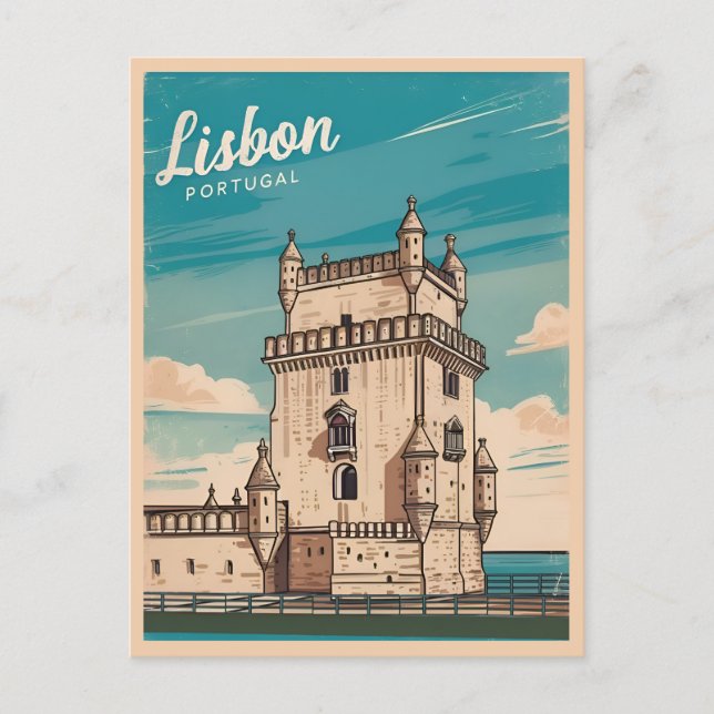 Postal Viajes de época Lisboa Portugal Retro Scenic (Anverso)
