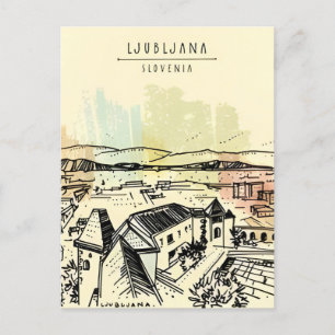 Postal Viajes de época Ljubljana Eslovenia retro