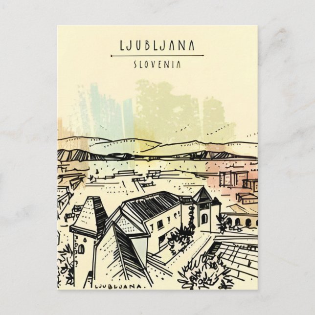 Postal Viajes de época Ljubljana Eslovenia retro (Anverso)