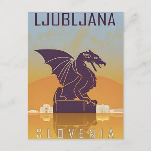 Postal Viajes de época Ljubljana Eslovenia retro