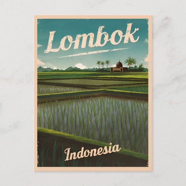 Postal Viajes de época Lombok Indonesia Retro Scenic (Anverso)