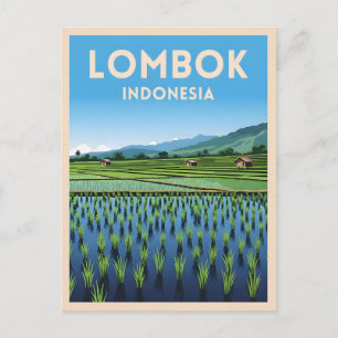 Postal Viajes de época Lombok Indonesia Retro Scenic