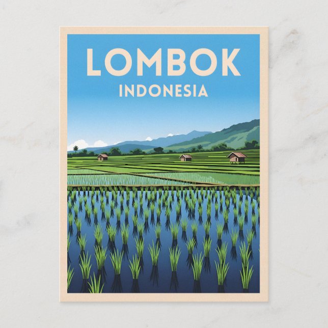Postal Viajes de época Lombok Indonesia Retro Scenic (Anverso)