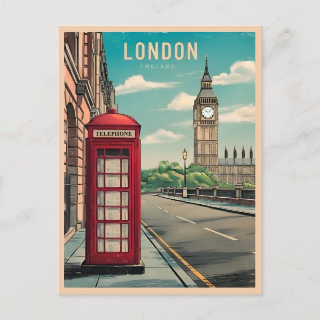 Postal Viajes de época Londres Big Ben Inglaterra Retro S (Anverso)