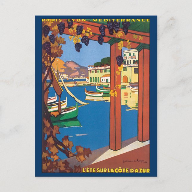 Postal Viajes de época, Mar Mediterráneo de la Riviera Fr (Anverso)